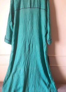 Sea green Kurti with Embroidered Neckline