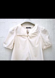 Chic Cream Puff Sleeve Bow Top