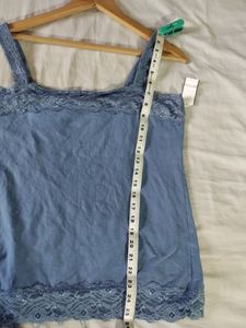 Beautiful Blue Lace Trim Tank Top