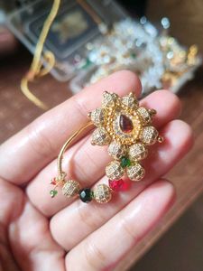Elegant Gold AD Stone Nath -Toned Ethnic nose ring