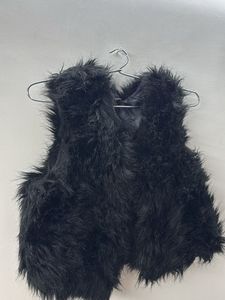 Black Wolf Fur Jacket Sleeveless Fancy Jacke