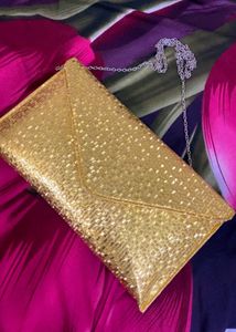 Gold Textured Clutch Bag