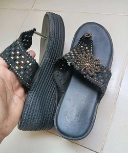 Black Embellished Flats