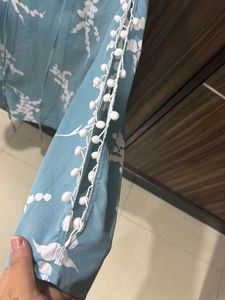 Light Blue Floral Print Kurta bust 44-46