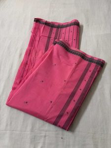 🆕Pink Saree with Grey Border