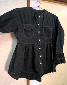 Stylish Denim Black Top 🎩