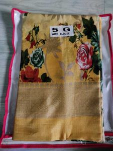Elegant Yellow Floral Saree