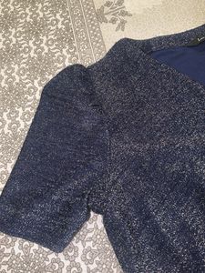 Sparkly Navy Blue Wrap Dress