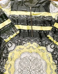 Stylish Yellow &amp; Black Printed Kurta