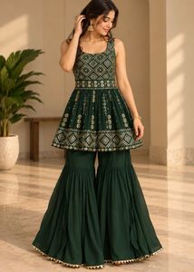 Green  Frock-Style Top & Sharara