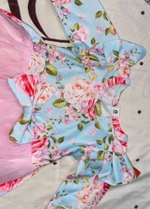 Floral Tulle Dress With Hair Band