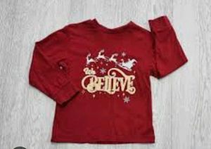 Red "We Believe" Christmas Long Sleeve Tee