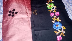 Pure Tussar Silk Block Print Sequin Work Saree
