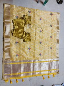 Elegant Yellow Embroidered Saree with blouse