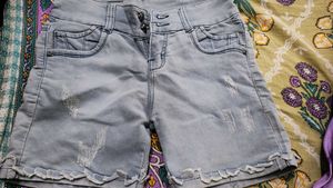 Light Wash Distressed Denim Shorts