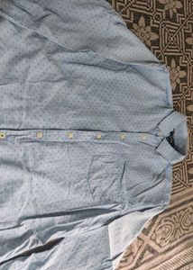 Men's Light Blue Printed Button-Down Shirt