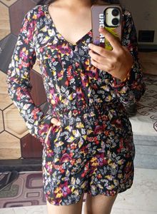 Floral Print V-Neck Dress