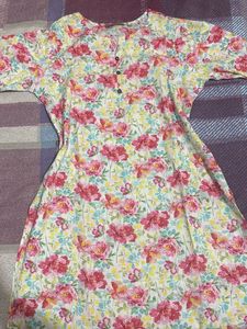 Floral Print loose fit Cotton Kurta