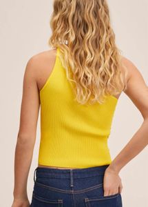 Yellow One-Shoulder Ribbed Knit Top