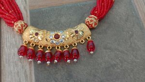 high quality Stunning Red Beaded Necklace &amp; Earrin