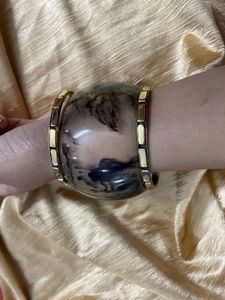 Chunky Marble &amp; Gold Bangle Set