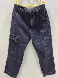Stylish Dark Wash Cargo Jeans
