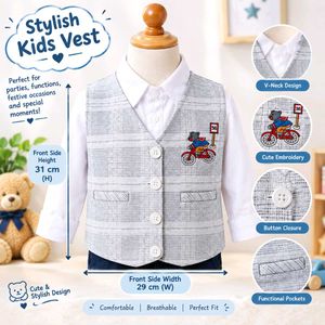 Stylish Kids Vest with Cute Embroidery