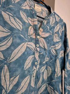 Blue Leaf Print Kurta