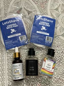 Face Serum & Hand Care and loofah