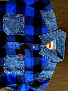 Levi's Blue Plaid Denim Shirt