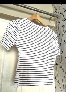 Classic Striped T-Shirt with Button Detail