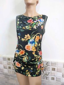 Women's Black Floral Print Sleeveless Top 34"-38"