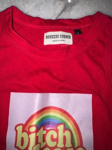 2 Tops Red "Bitch Please" Rainbow Tank Top