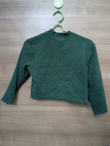 Green Ribbed Crop Top