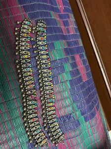 Silver Anklets with Colorful Accents