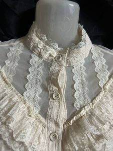 Vintage Style Lace Trim Blouse