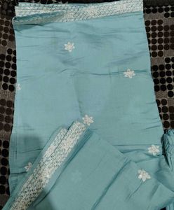 Elegant Mint Green Embroidered Kurti Set