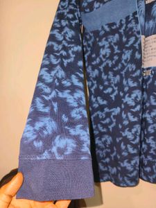 Men's Blue Graphic Print Long Sleeve T-Shirt