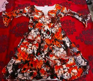 Maroon Floral Print/ Bohemian Print Flare dres