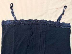 Black Lace Trim Fitted Cami Top