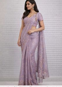 “Lavender Silk Net 🌸Jimmy ChooStyle Designer Sare