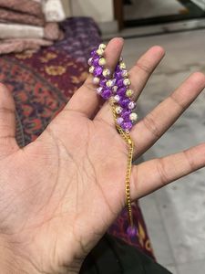 Purple Beaded Bracelet with chain