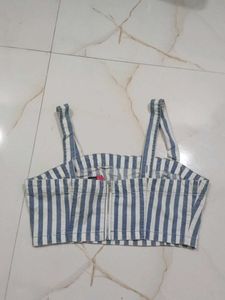 Striped Crop Top with Zipper