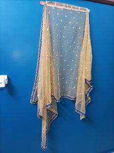 beautiful blue golden lehenga