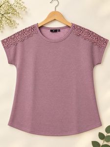 Sparkly Pink Lace Shoulder Top