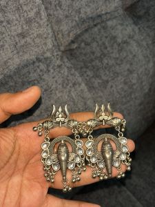 Unique Elephant &amp; Trident Dangle Earrings