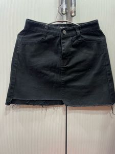 Classic Black Denim Mini Skirt