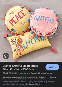 Pink 'Grateful' Floral Round Pillow