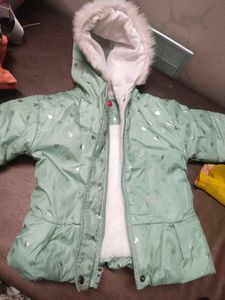 Green Jacket With Heart Shine Fur Cap