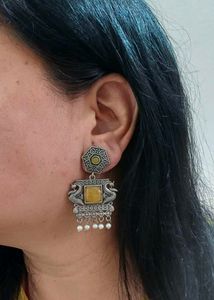 Brass yellow stone Earrings